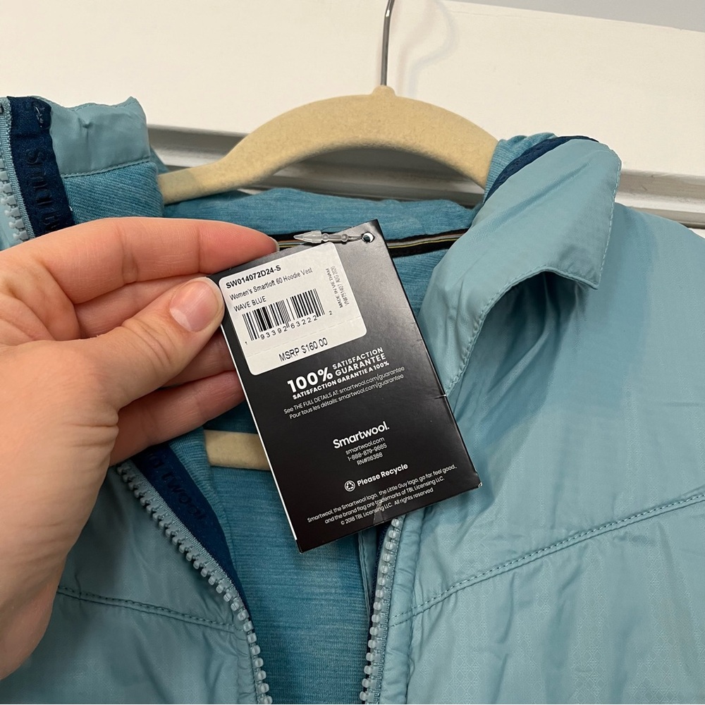 Smartwool Women's Light Blue Smartloft 60 Hoodie Vest NWT lightweight puffer - Picture 3 of 8